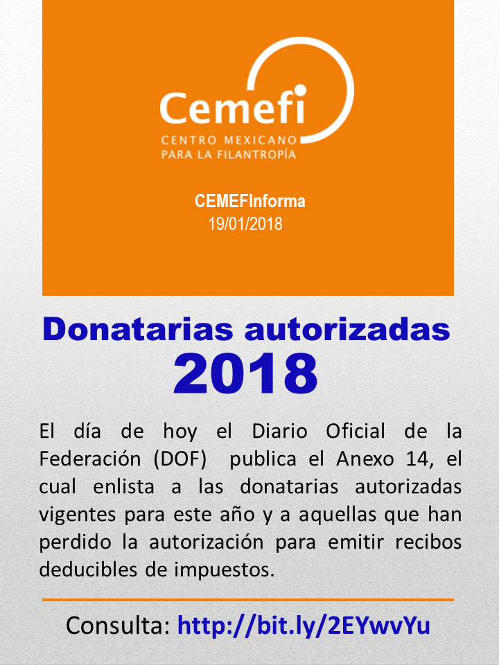 Donatarias autorizadas SAT 2018